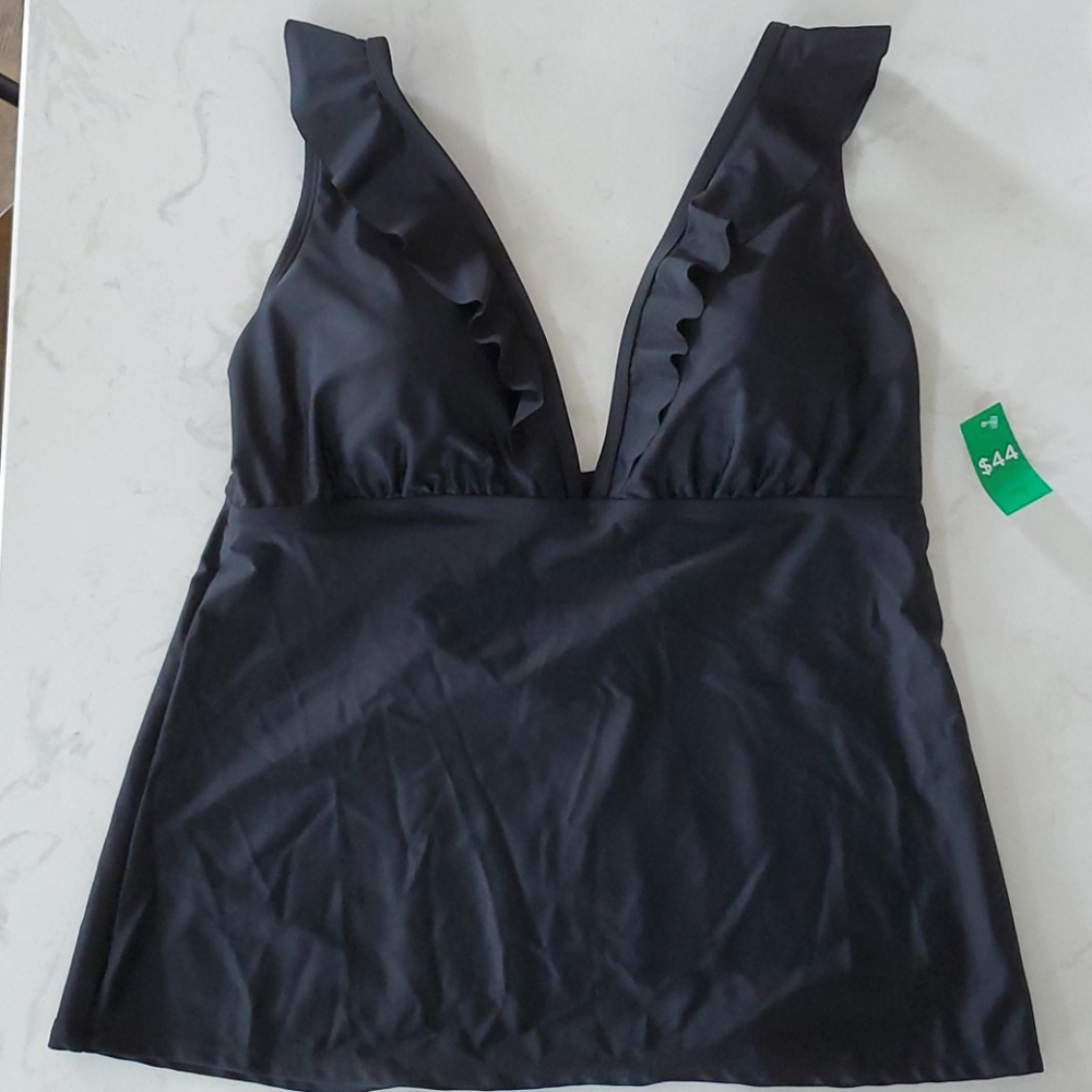 Black Ruffle Tankini Top
